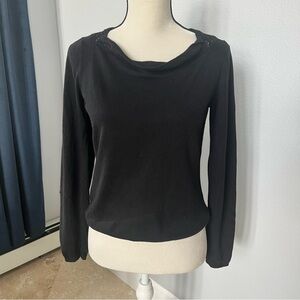 Anthropologie by Sparrow Black Sweater with Crochet Lace Back
